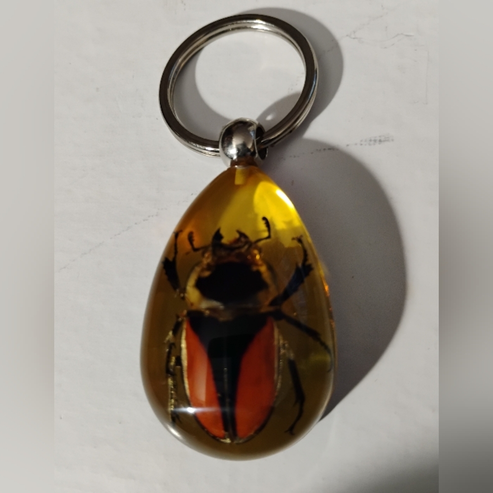 Gold Stag Beetle Keychain